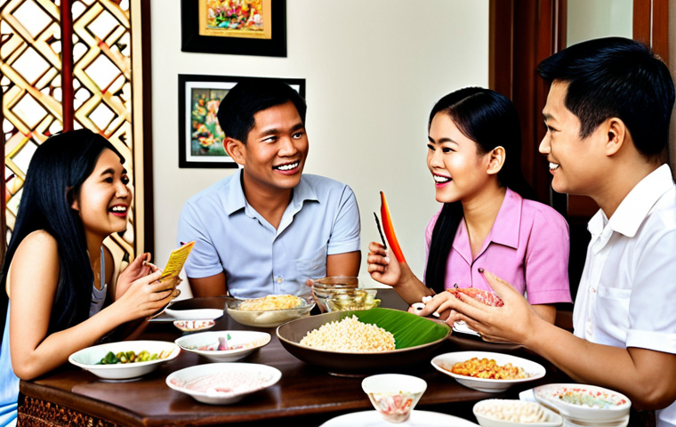 **

A happy Thai family sitting around a table, having a conversation about finances.  The scene should be warm and inviting, depicting open communication and collaboration. Show a budget or financial plan laid out on the table. Include traditional Thai elements in the home decor.

**
