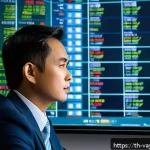 가치 기반 투자 전략 수립법 - A professional Thai stock market investor analyzing financial reports and market data on multiple co...