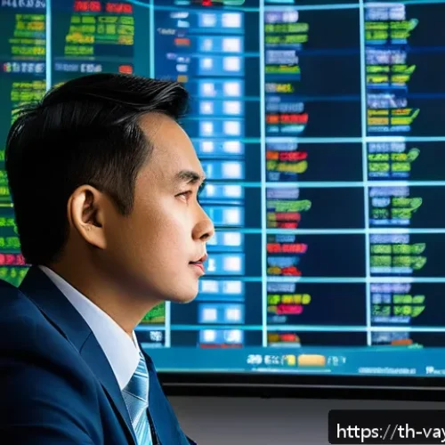 가치 기반 투자 전략 수립법 - A professional Thai stock market investor analyzing financial reports and market data on multiple co...
